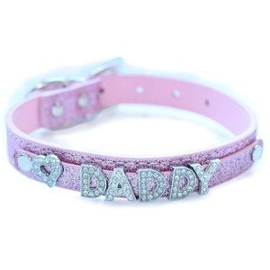 Daddy cosplay adult pink sparkle glitter collar